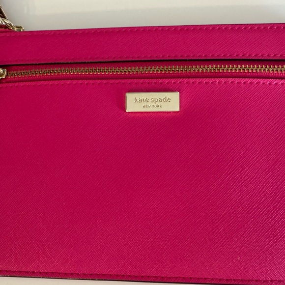 KATE SPADE | Zipper Wallet Wristlet Clutch Purse Pink Gold Leather Like New - Picture 2 of 8